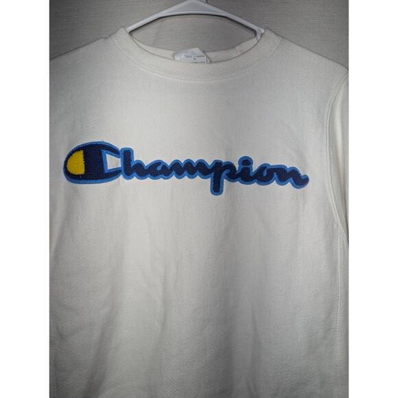 Champion reverse weave Blue And Yellow Logo sweatshirt XS - Picture 2 of 3